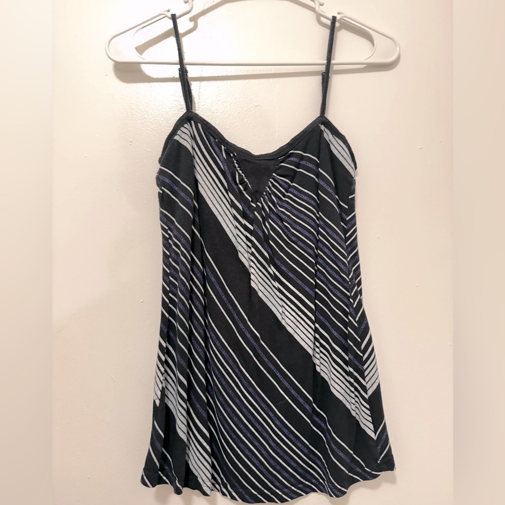 Women's - Volcom Black/Purple/White Diagonal Striped Skater Tank - Small